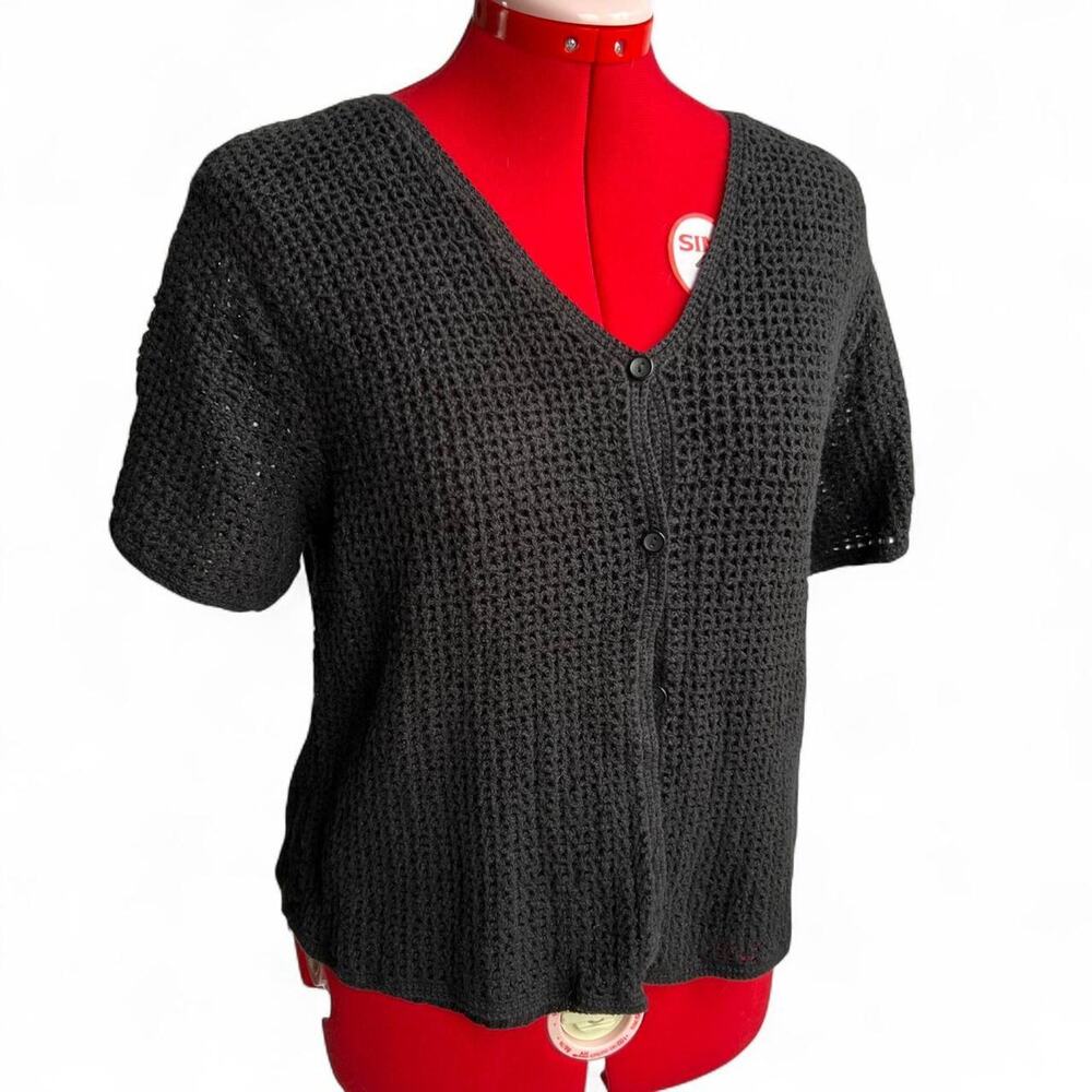 Norton McNaughton Black Short Sleeve Cardigan